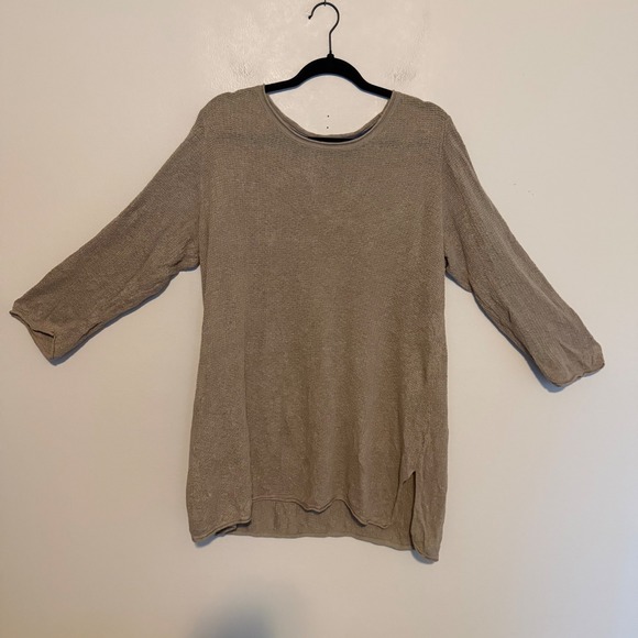 Gudrun Sjoden Tops - Gudrun Sjoden Linen lightweight top tan large lagenlook minimalist casual boho